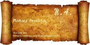 Makay Anetta névjegykártya